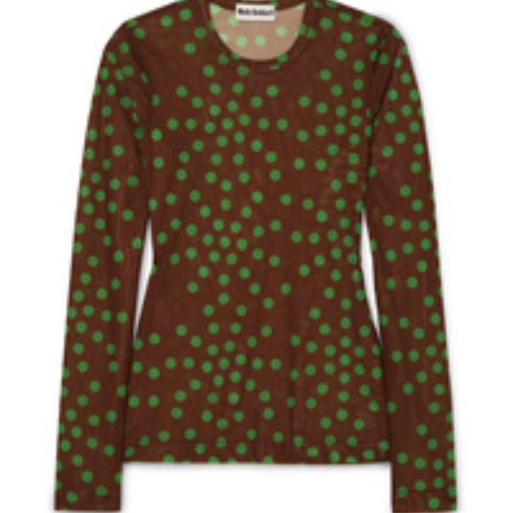 Molly Goddard Freddie Mesh Polka Dot Top